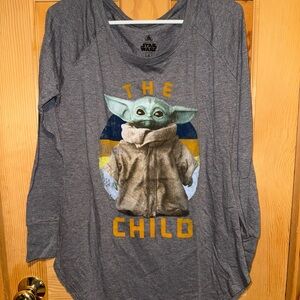 Star Wars Gray Long Sleeve Tee with The Child Graphic